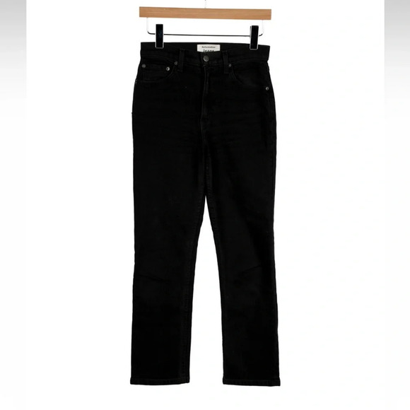 Reformation Denim - Reformation Liza High Straight Crop Women’s Mid Rise Black Denim Jeans- Size 25